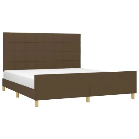 Cadre de lit sans matelas marron foncé 180x200 cm tissu