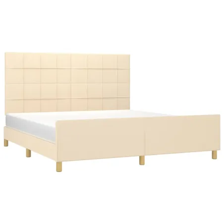 Cadre de lit sans matelas crème 180x200 cm tissu