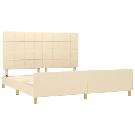 Cadre de lit sans matelas crème 180x200 cm tissu