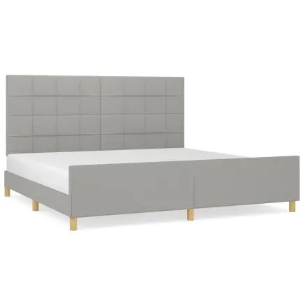 Cadre de lit sans matelas gris clair 200x200 cm tissu 2