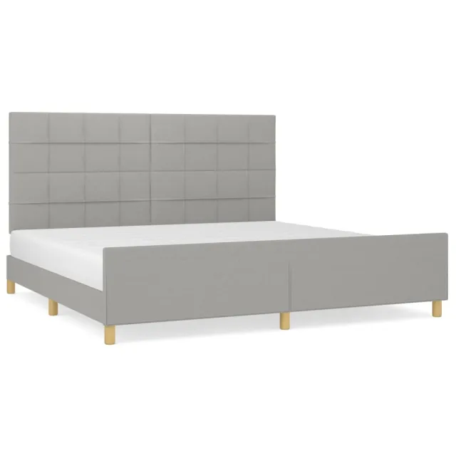 Cadre de lit sans matelas gris clair 200x200 cm tissu