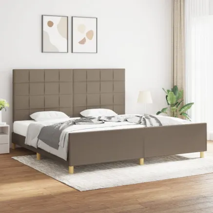 Cadre de lit sans matelas taupe 200x200 cm tissu