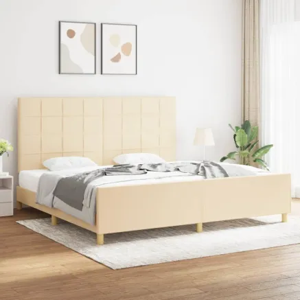 Cadre de lit sans matelas crème 200x200 cm tissu