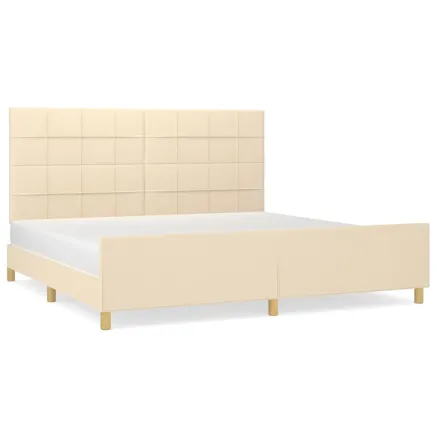 Cadre de lit sans matelas crème 200x200 cm tissu 2