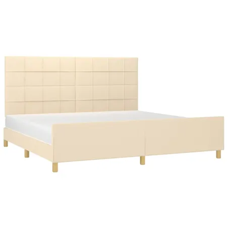 Cadre de lit sans matelas crème 200x200 cm tissu