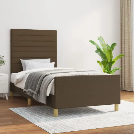 Cadre de lit sans matelas marron foncé 80x200 cm tissu