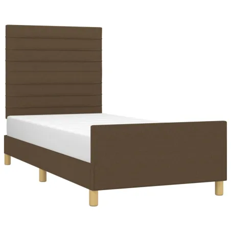Cadre de lit sans matelas marron foncé 80x200 cm tissu