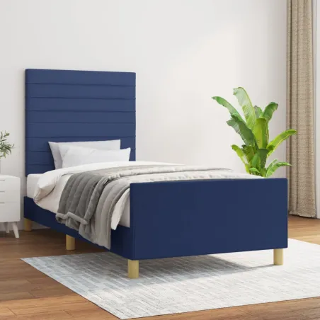 Cadre de lit sans matelas bleu 80x200 cm tissu