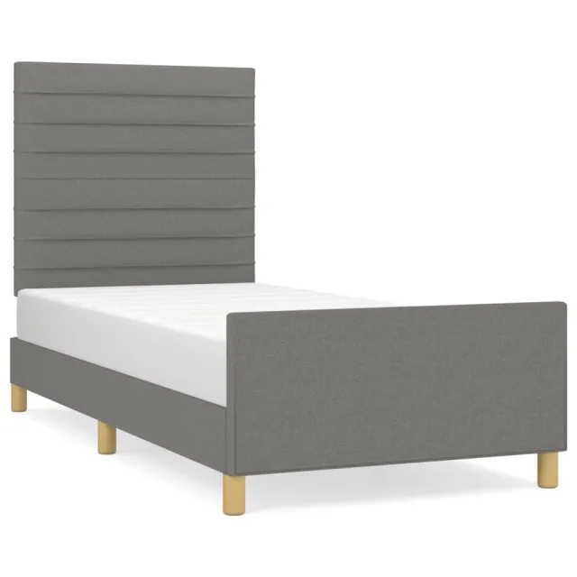 Cadre de lit sans matelas gris foncé 90x190 cm tissu