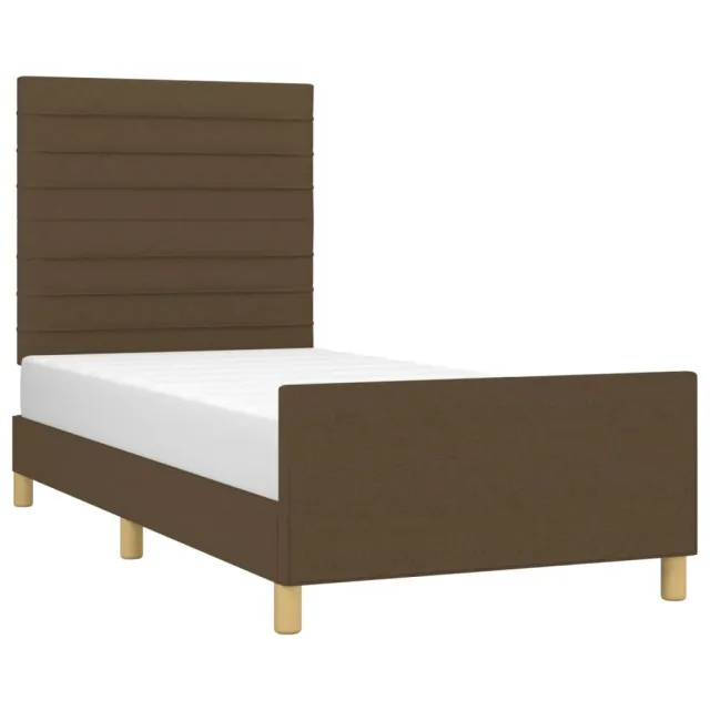 Cadre de lit sans matelas marron foncé 90x190 cm tissu