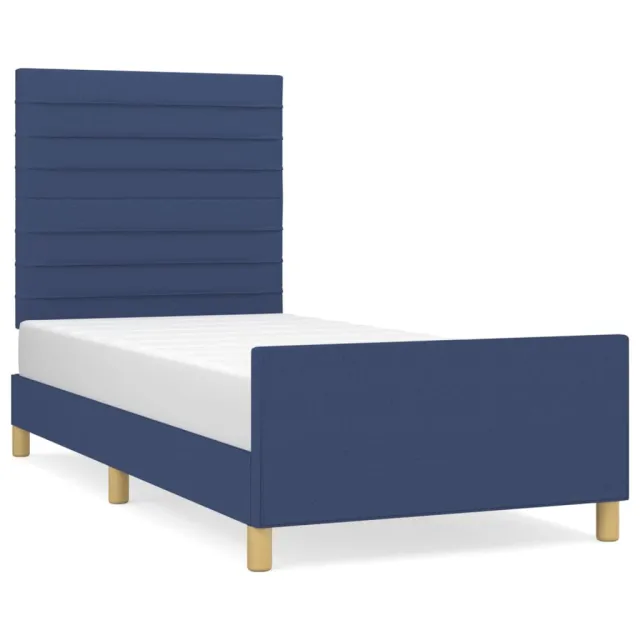 Cadre de lit sans matelas bleu 90x190 cm tissu