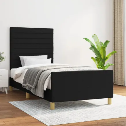 Cadre de lit sans matelas noir 90x200 cm tissu