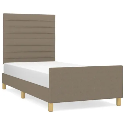 Cadre de lit sans matelas taupe 90x200 cm tissu 2