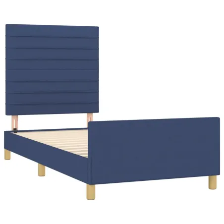 Cadre de lit sans matelas bleu 90x200 cm tissu