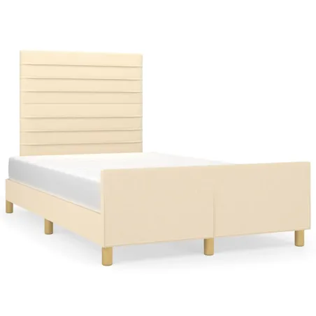 Cadre de lit sans matelas crème 120x200 cm tissu
