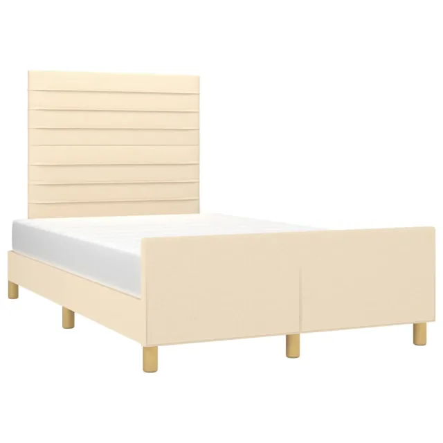 Cadre de lit sans matelas crème 120x200 cm tissu