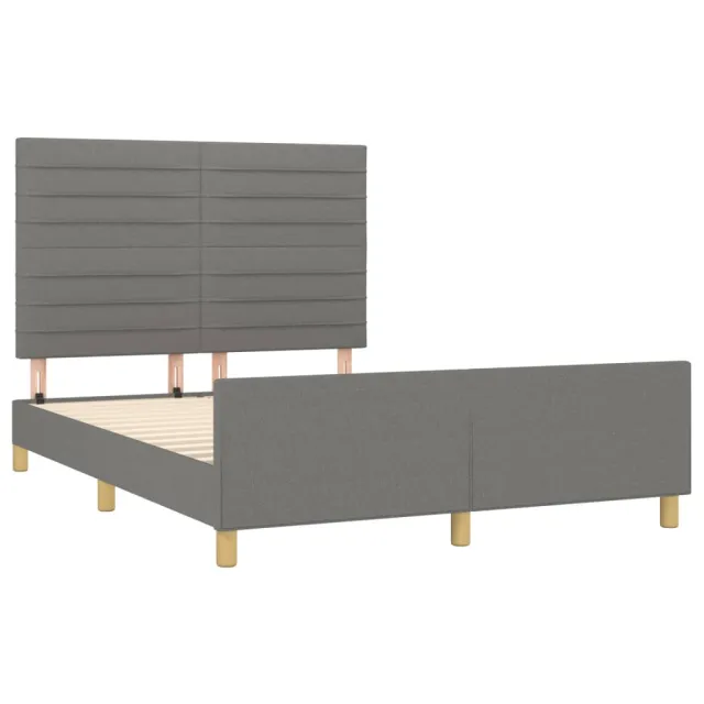 Cadre de lit sans matelas gris foncé 140x190 cm tissu