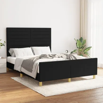 Cadre de lit sans matelas noir 140x190 cm tissu