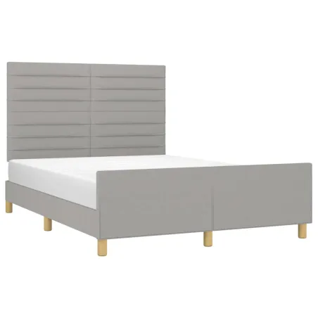 Cadre de lit sans matelas gris clair 140x200 cm tissu