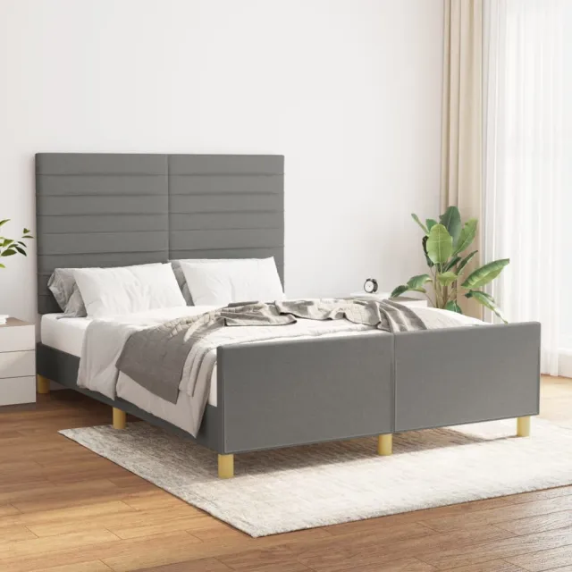 Cadre de lit sans matelas gris foncé 140x200 cm tissu