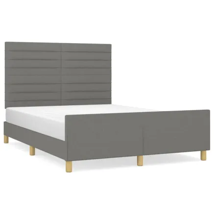 Cadre de lit sans matelas gris foncé 140x200 cm tissu 2