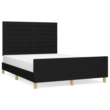 Cadre de lit sans matelas noir 140x200 cm tissu 2