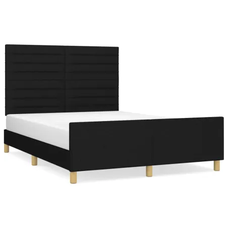 Cadre de lit sans matelas noir 140x200 cm tissu