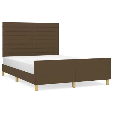 Cadre de lit sans matelas marron foncé 140x200 cm tissu 2