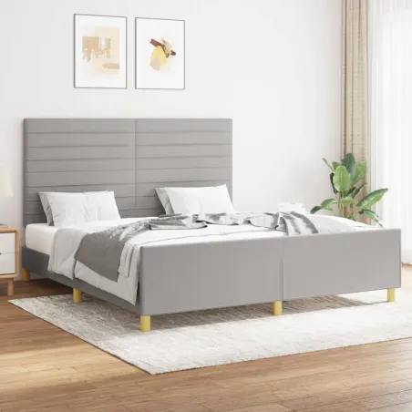 Cadre de lit sans matelas gris clair 160x200 cm tissu