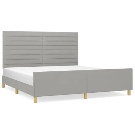 Cadre de lit sans matelas gris clair 160x200 cm tissu 2