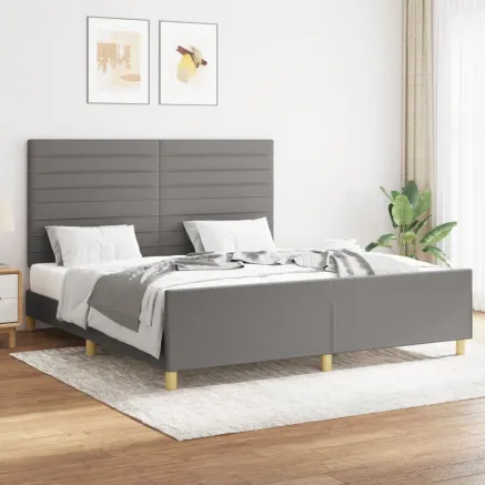 Cadre de lit sans matelas gris foncé 160x200 cm tissu