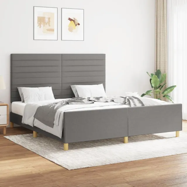 Cadre de lit sans matelas gris foncé 160x200 cm tissu