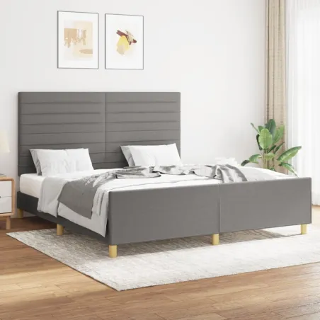 Cadre de lit sans matelas gris foncé 160x200 cm tissu