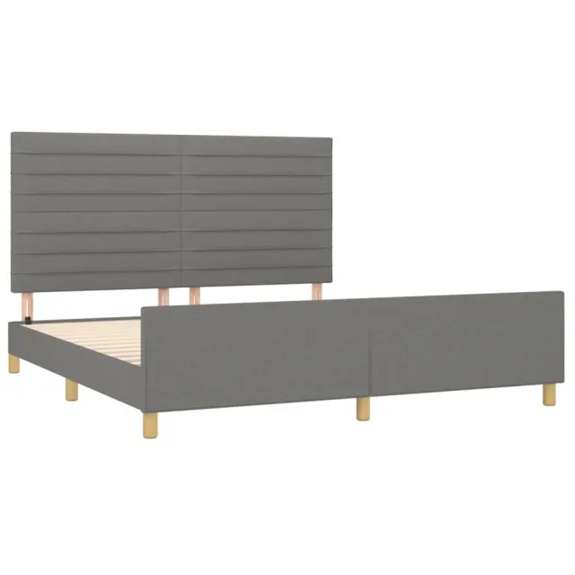 Cadre de lit sans matelas gris foncé 160x200 cm tissu