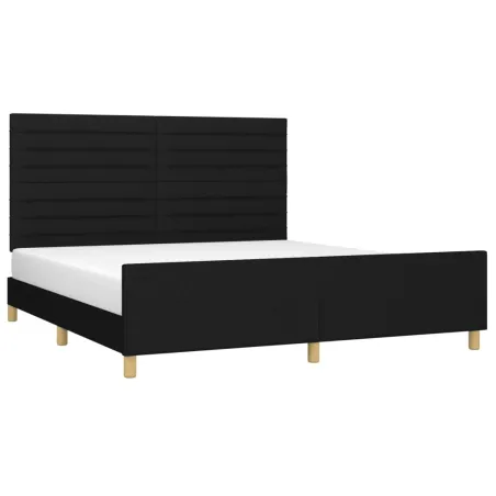 Cadre de lit sans matelas noir 160x200 cm tissu