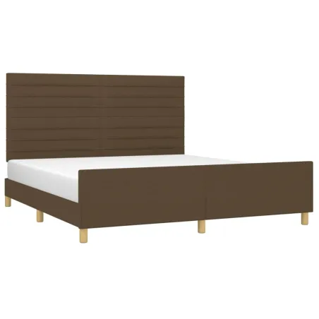 Cadre de lit sans matelas marron foncé 160x200 cm tissu