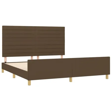 Cadre de lit sans matelas marron foncé 160x200 cm tissu