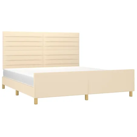 Cadre de lit sans matelas crème 160x200 cm tissu