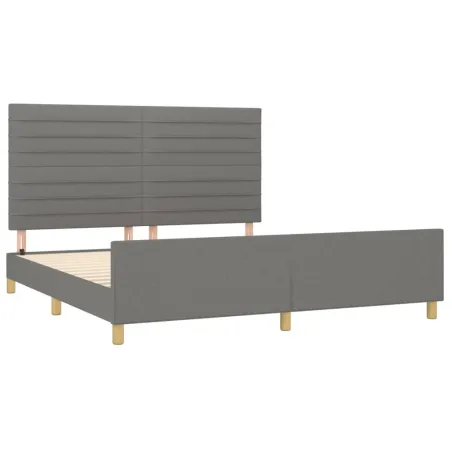 Cadre de lit sans matelas gris foncé 180x200 cm tissu