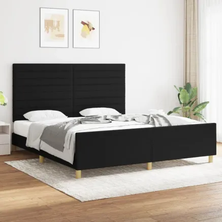 Cadre de lit sans matelas noir 180x200 cm tissu
