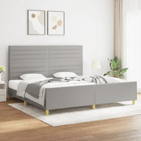 Cadre de lit sans matelas gris clair 200x200 cm tissu