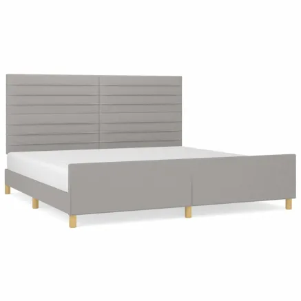 Cadre de lit sans matelas gris clair 200x200 cm tissu 2