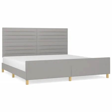 Cadre de lit sans matelas gris clair 200x200 cm tissu