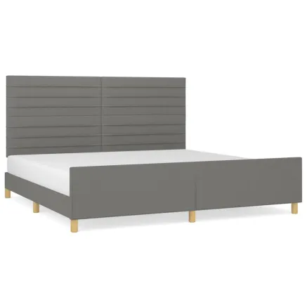 Cadre de lit sans matelas gris foncé 200x200 cm tissu 2