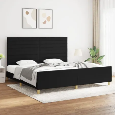 Cadre de lit sans matelas noir 200x200 cm tissu
