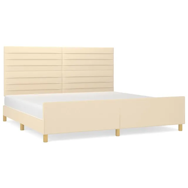 Cadre de lit sans matelas crème 200x200 cm tissu