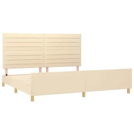 Cadre de lit sans matelas crème 200x200 cm tissu