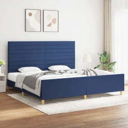 Cadre de lit sans matelas bleu 200x200 cm tissu