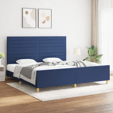 Cadre de lit sans matelas bleu 200x200 cm tissu