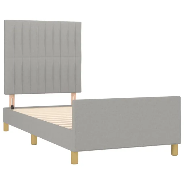 Cadre de lit sans matelas gris clair 90x190 cm tissu